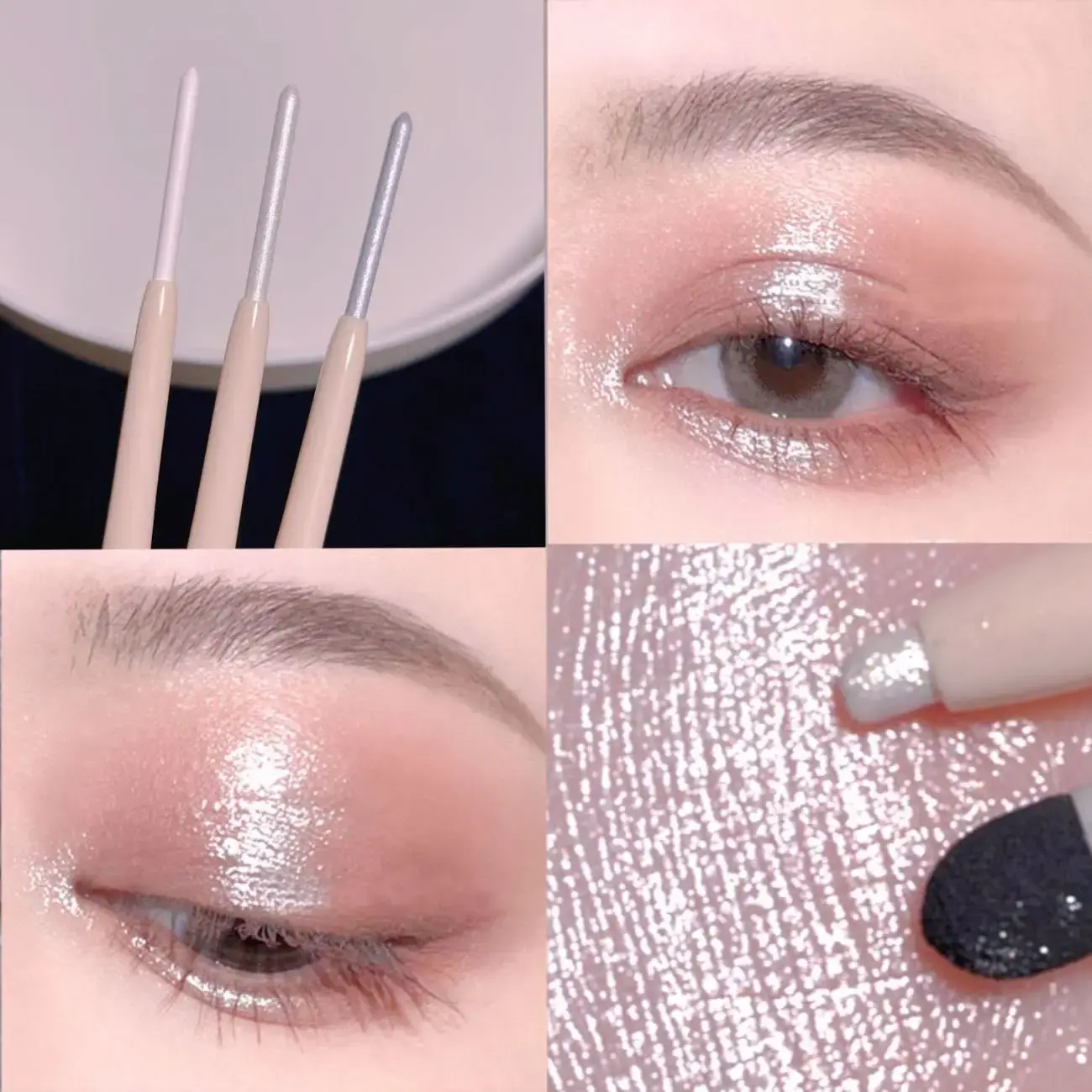Matte Pearlescent White Eye Shadow Stick Smooth Eye Makeup Highlighter Shimmer Waterproof Pearly Silver Eyeliner Silkworm Pen
