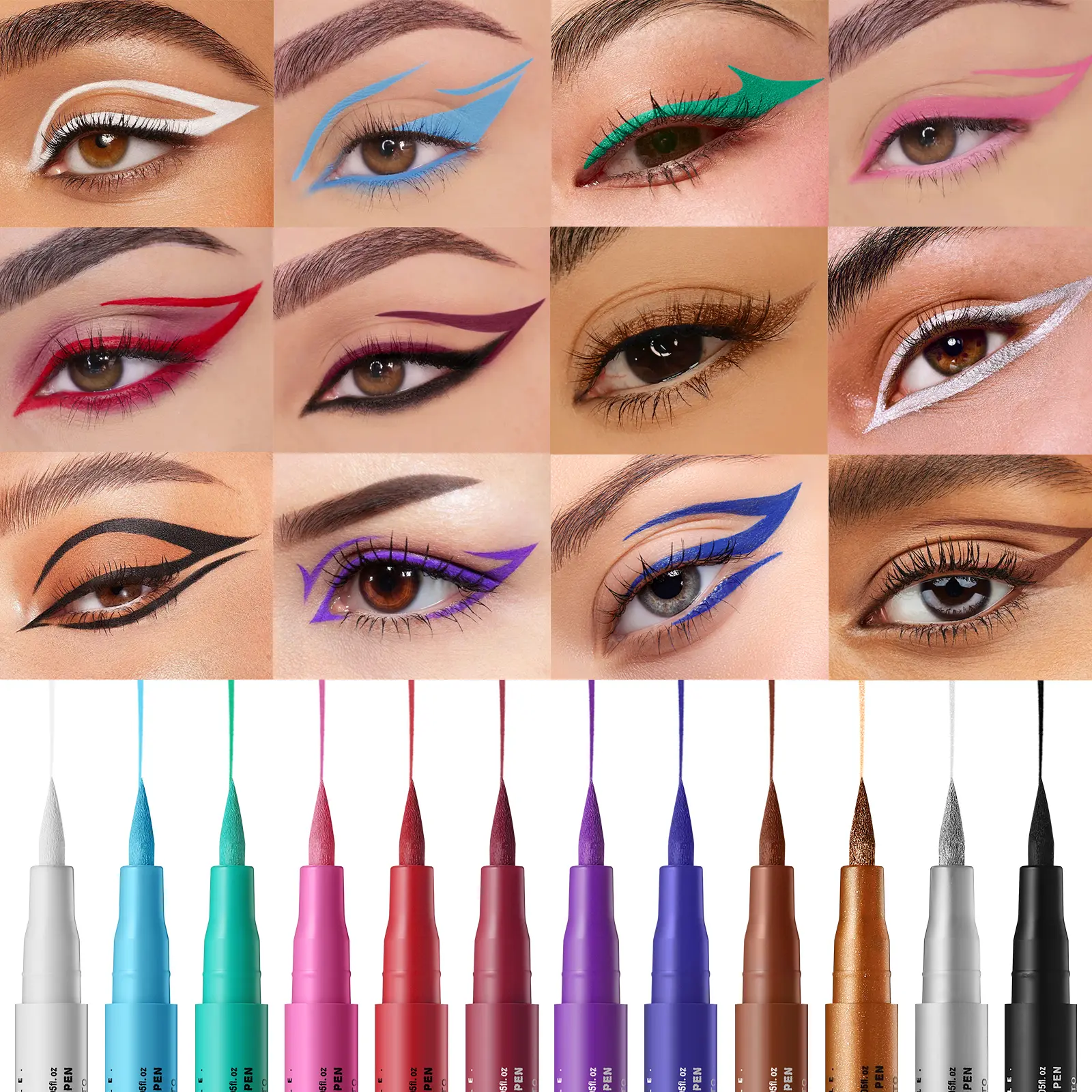 Water-based Eyeliner Liquid Matte Bright Red Quick-Drying Smudge-Proof Eyeliner Pen Bold Long-Lasting Eyes Looks Cosmetics