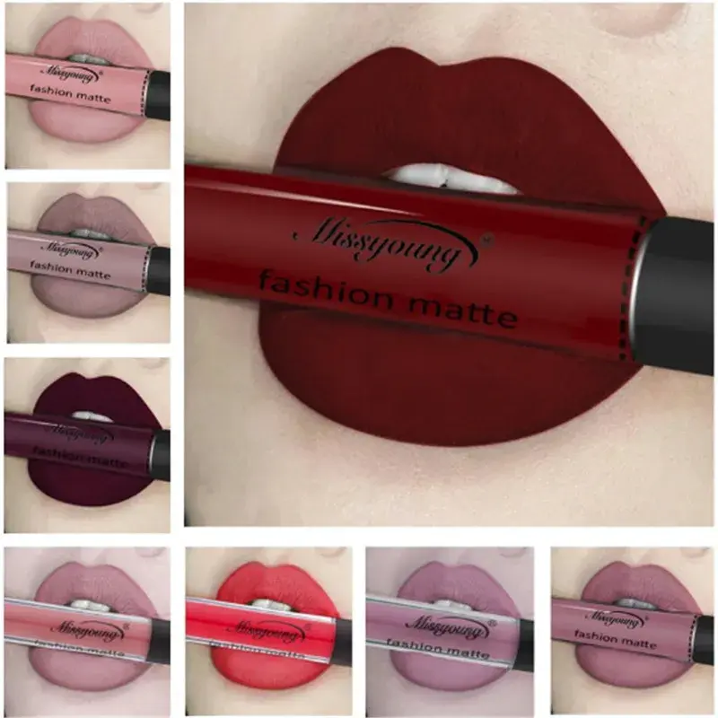 1Pcs Lipstick Brown Nude Chocolate Color Liquid Lipstick Lip Gloss Matte Batom Matte Maquiagem