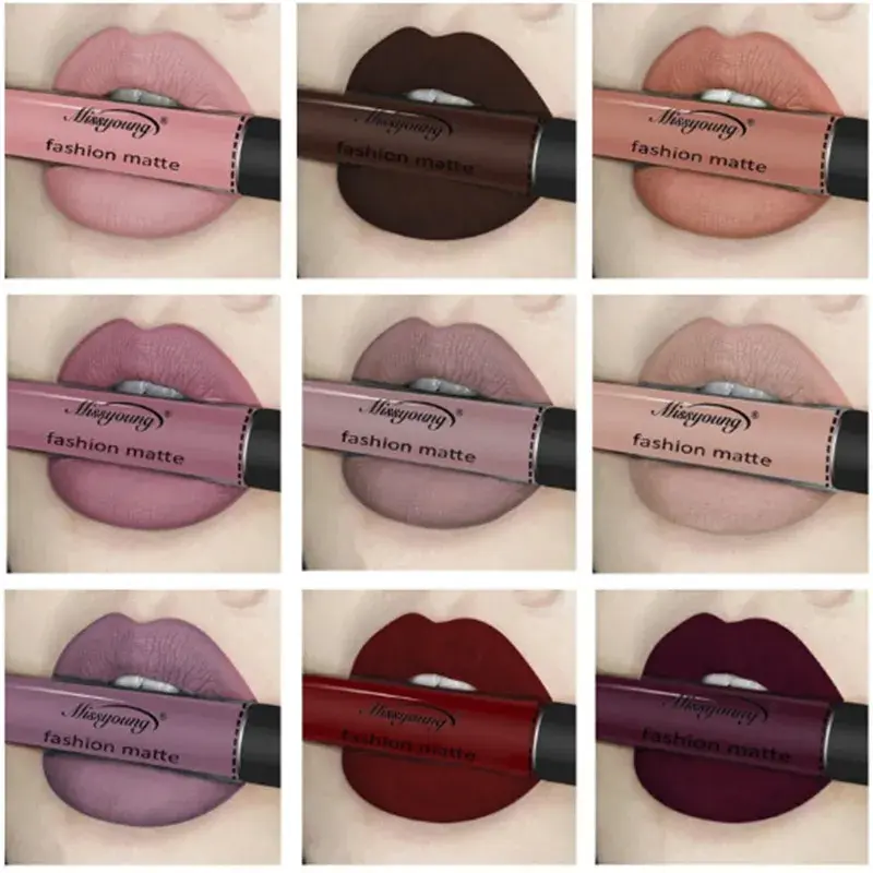 1Pcs Lipstick Brown Nude Chocolate Color Liquid Lipstick Lip Gloss Matte Batom Matte Maquiagem