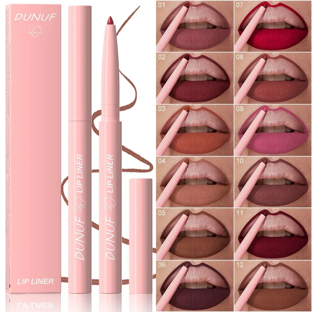 12 Color Slim Lip Liner Pencil Sexy Rose Red Brown Lip Outline Nude Matte Lipstick Contouring Tint Makeup Waterproof Crayon Pen