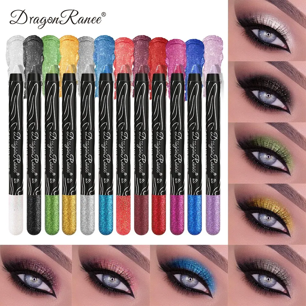Diamond Glitter Eyeshadow Pencil Brighten Shiny Highlighter Black Gold Silvery Color Shimmering Sequins Eye Shadow Liner Makeup