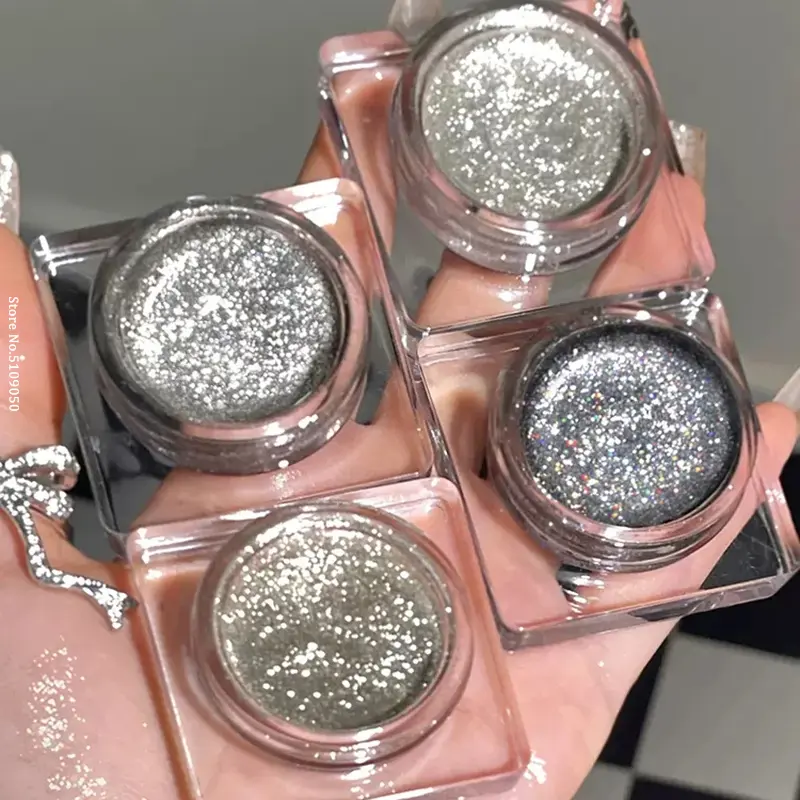 Gel Texture Metallic Eyeshadow Palette Diamond Smoky Monochrome Glitter Body Highlighter Powder Cream Brighten Shiny Eyes Makeup