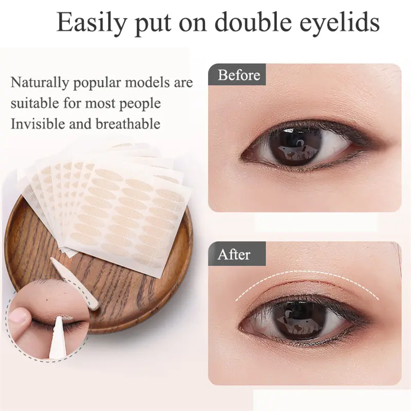 36~240pcs/Set Gauze Lace Mesh Olive-shaped Eyelid Paste-shaped Invisible Double Fold Eyelid Shadow Tape Sticker Beauty Tool