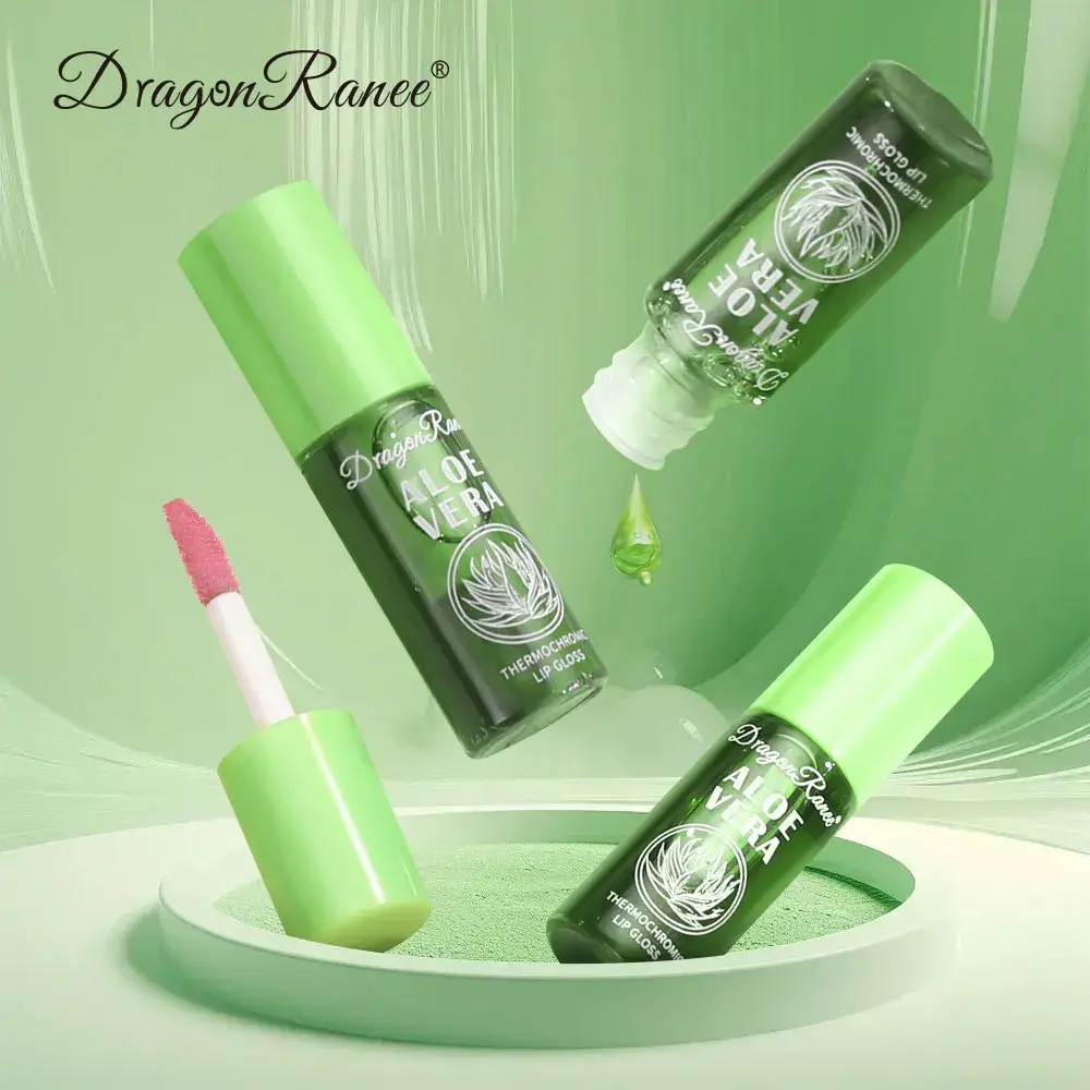 Aloe Vera Color Changing Lip Oil Moisturizing Natural Aloe Lip Gloss Cherry Pink Temperature Change Lip Balm Nutritious Lip Care