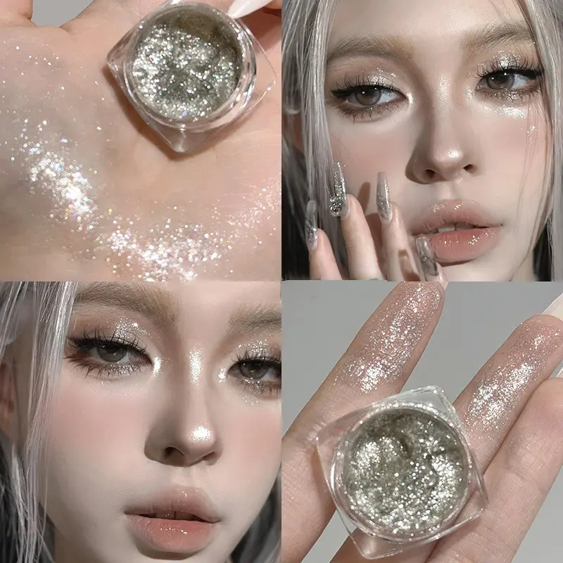 Diamond Purple Liquid Gel Eyeshadow Pearl Glitter Body Highlighter Sequins Monochrome Shimmer Brighten High Gloss Quick Drying