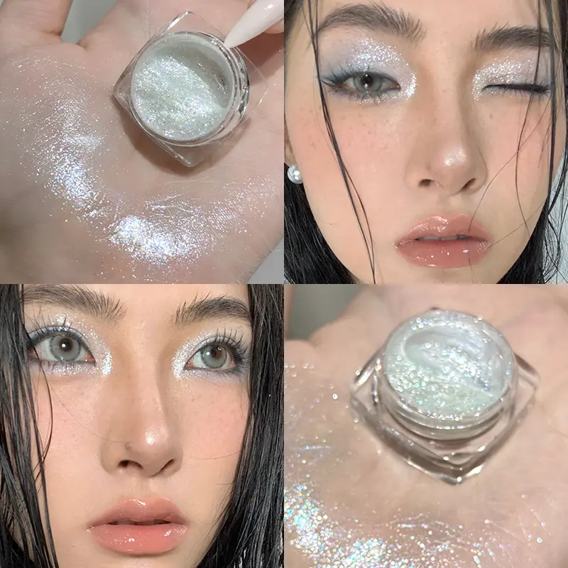 Diamond Purple Liquid Gel Eyeshadow Pearl Glitter Body Highlighter Sequins Monochrome Shimmer Brighten High Gloss Quick Drying