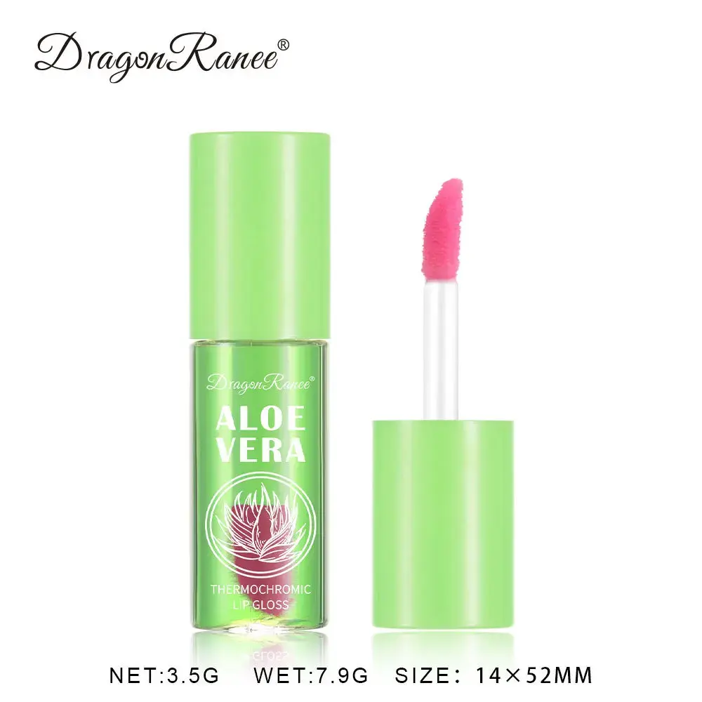 Aloe Vera Color Changing Lip Oil Moisturizing Natural Aloe Lip Gloss Cherry Pink Temperature Change Lip Balm Nutritious Lip Care