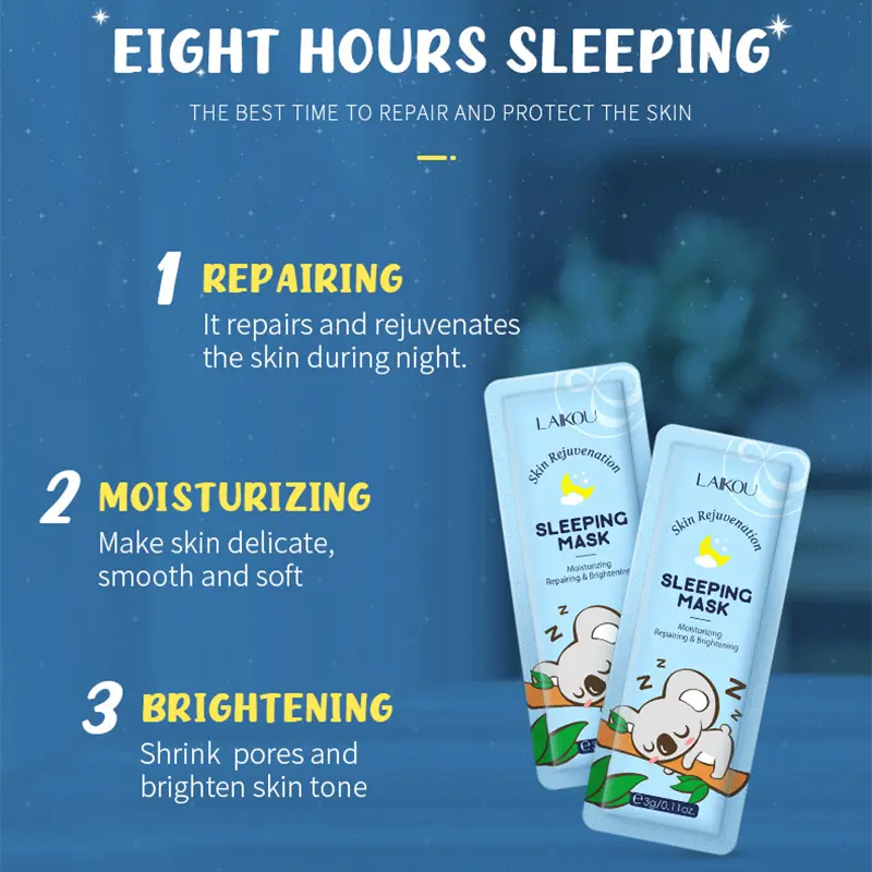 LAIKOU 5 pcs Moisturizing Facial Mask Anti Wrinkle Hydrating Face Sleeping Mask Brightening Night Face Jelly Mask Anti Aging