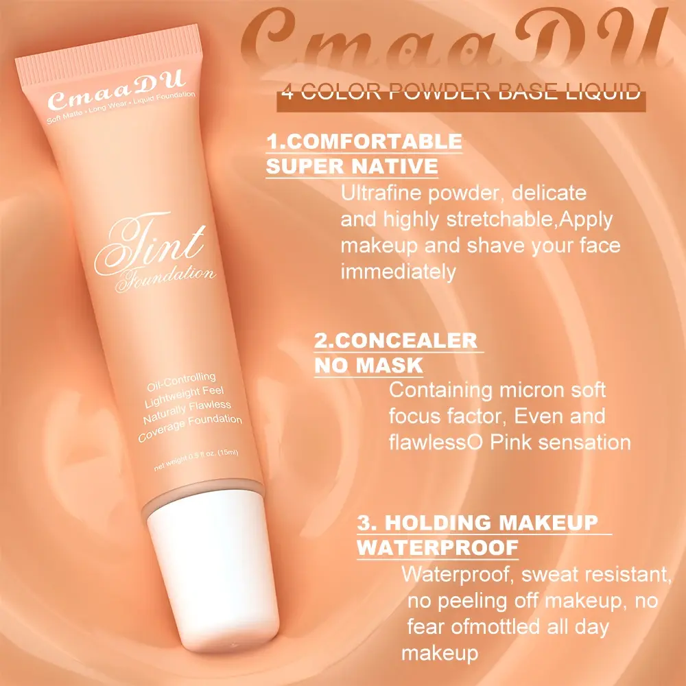 4 Colors Liquid Foundation High Coverage Makeup Base Cream Lasting Concealer BB Cream Matte Finish Waterproof Face Corrector