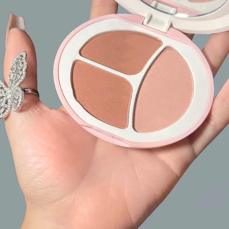 Three-colour Face Blusher Palette Matte Natural Cheek Tint Brighten Waterproof Face Contouring Cosmetics Blush Powder Makeup