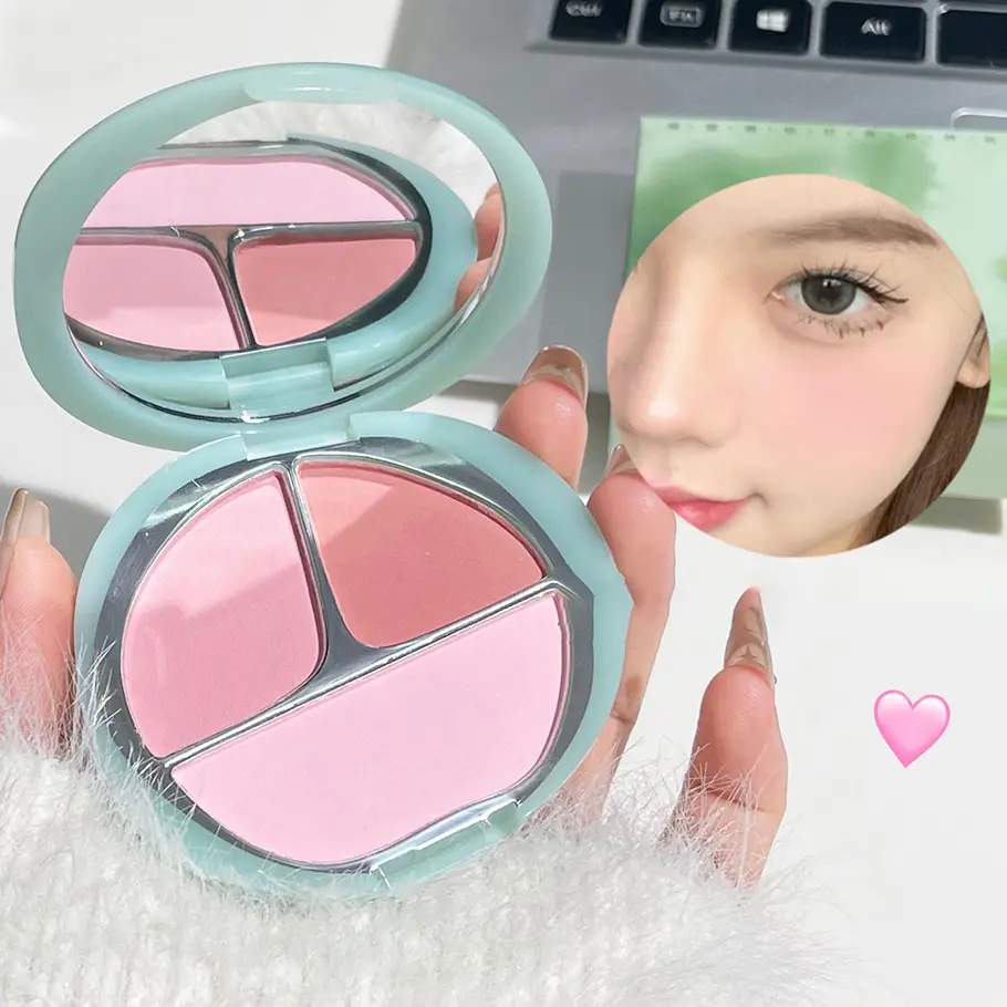 Tricolor Powder Blusher Palette Velvet Matte Expansion Shrink Color Rouge Natural Cheek Tint Brighten Face Contouring Cosmetics