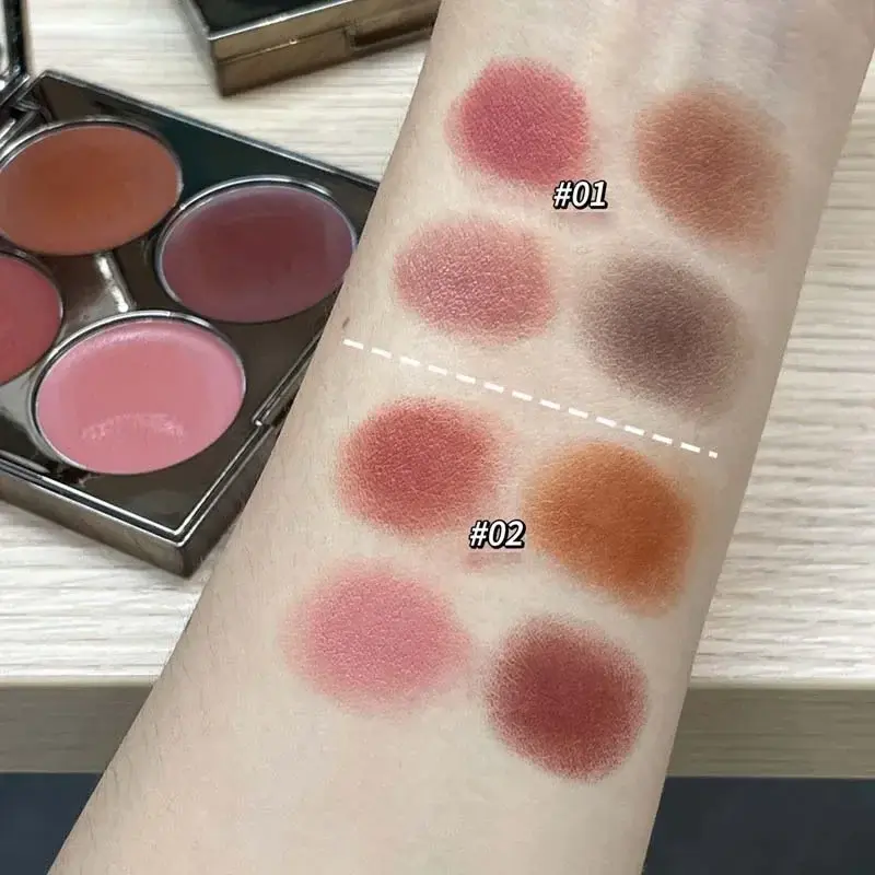 Retro Reddish Brown Blusher Palette Multi-purpose Nude Cream Cheek Blush Contour Lip Mud Natural Matte Face Rouge Shadow Palette