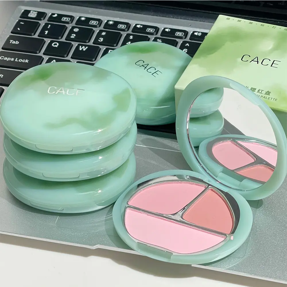 Tricolor Powder Blusher Palette Velvet Matte Expansion Shrink Color Rouge Natural Cheek Tint Brighten Face Contouring Cosmetics