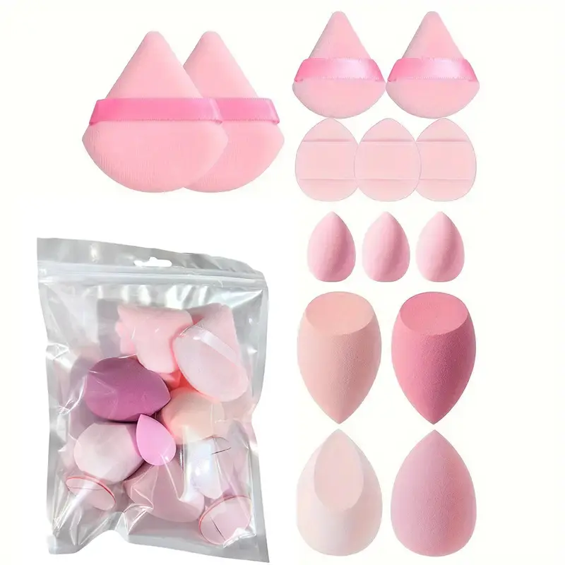 14Pcs Makeup Sponge Puff Set Velvet Triangel Powder Puff Beauty Egg Mini Finger Cosmetic Puff For Loose Powder Foundation Cream