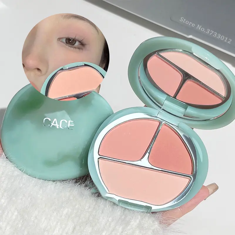 Tricolor Powder Blusher Palette Velvet Matte Expansion Shrink Color Rouge Natural Cheek Tint Brighten Face Contouring Cosmetics
