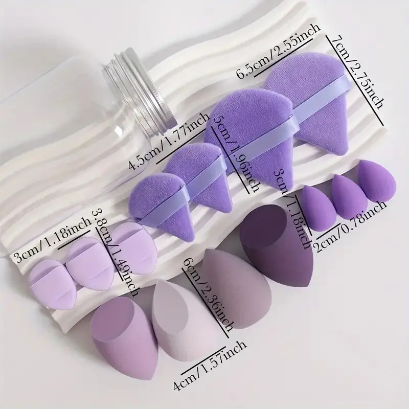 14Pcs Makeup Sponge Puff Set Velvet Triangel Powder Puff Beauty Egg Mini Finger Cosmetic Puff For Loose Powder Foundation Cream