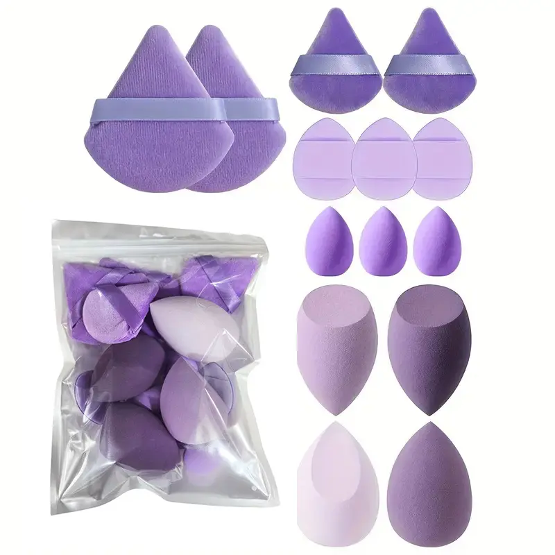 14Pcs Makeup Sponge Puff Set Velvet Triangel Powder Puff Beauty Egg Mini Finger Cosmetic Puff For Loose Powder Foundation Cream