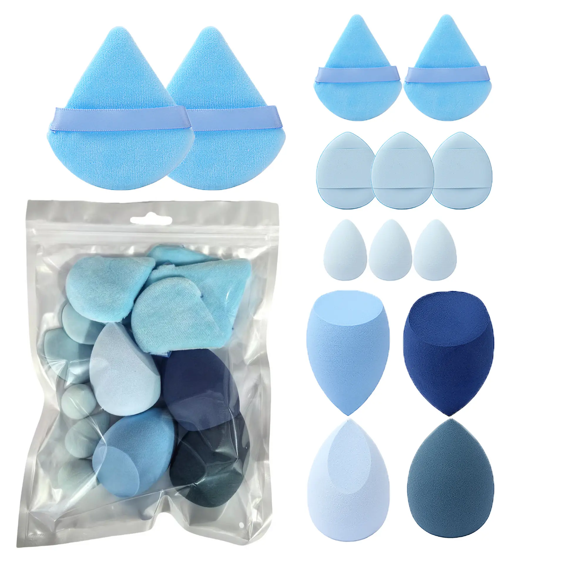 14Pcs Makeup Sponge Puff Set Velvet Triangel Powder Puff Beauty Egg Mini Finger Cosmetic Puff For Loose Powder Foundation Cream