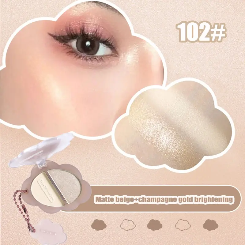 Two-color Matte White Pearl Highlighter Palette High-gloss Face Lift Contour Shadow Brightening Lying Silkworm Eyeshadow Makeup