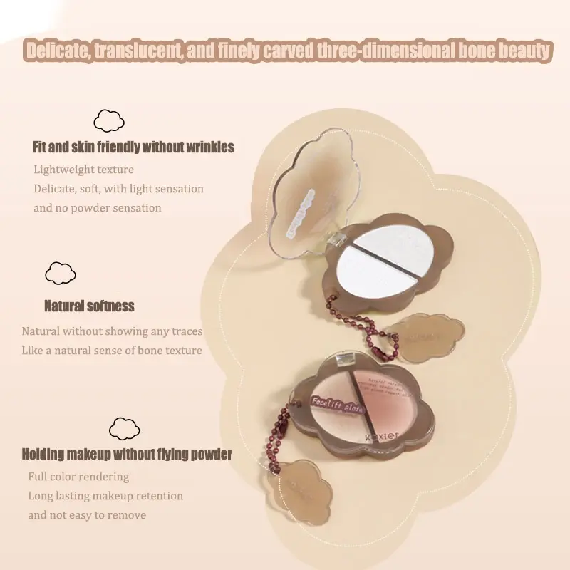Two-color Matte White Pearl Highlighter Palette High-gloss Face Lift Contour Shadow Brightening Lying Silkworm Eyeshadow Makeup