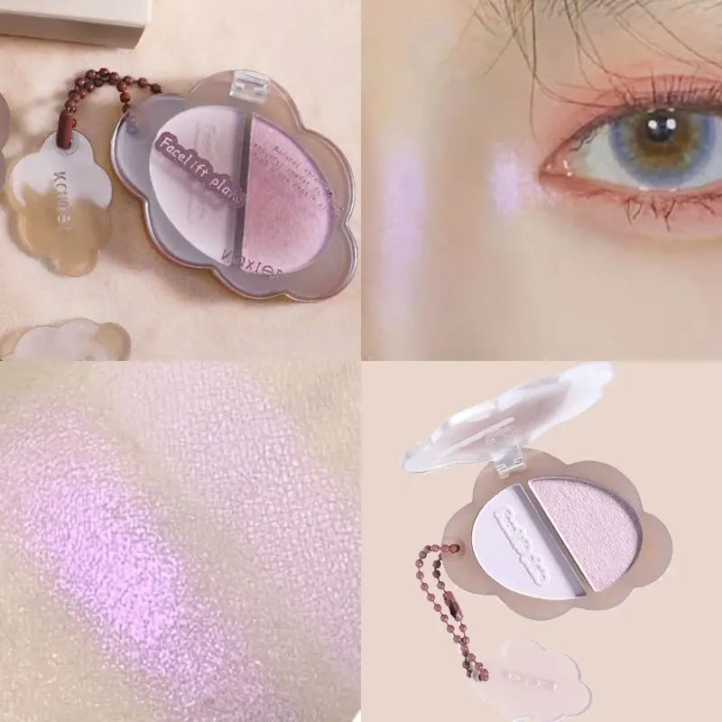 Two-color Matte White Pearl Highlighter Palette High-gloss Face Lift Contour Shadow Brightening Lying Silkworm Eyeshadow Makeup