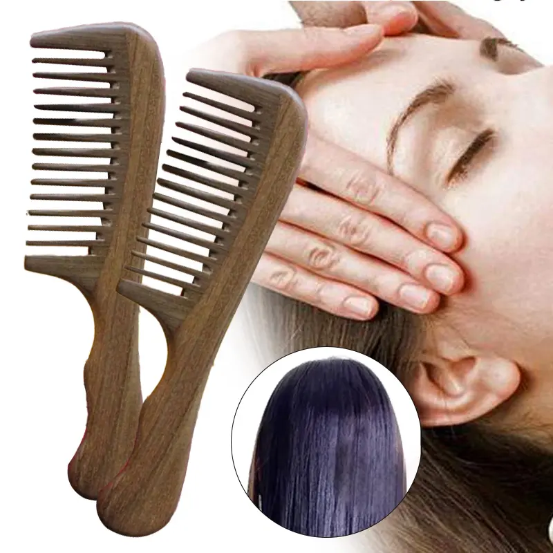 Wooden Comb Salon Fragrance Anti Static Long Wide Tooth Home Use Natural Sandalwood Comb Massage Hair Tools 1pcs
