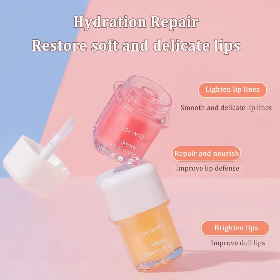 Vitamin E Day & Night Lip Mask Set Moisturizing Lip Repair Lighten Lip Wrinkles Set Makeup Natural Plant Lip Care Jelly Lip Balm