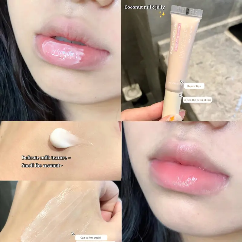 Fruity Flavor Lip Balm Lip Milk Cream Moisturizing Transparent Lipstick Coconut Grape Hydrating Jelly Lip Care Oil Cosmetic Base