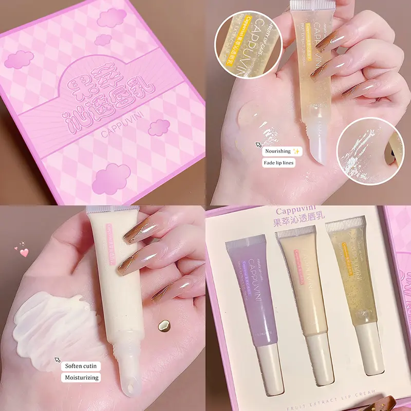 Fruity Flavor Lip Balm Lip Milk Cream Moisturizing Transparent Lipstick Coconut Grape Hydrating Jelly Lip Care Oil Cosmetic Base