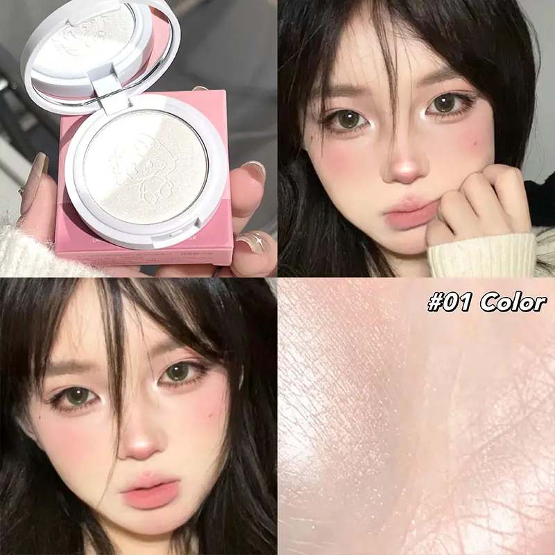 Silver White Highlighter Palette Water Gloss Press Powder Clear Glitter Face Brightening Three-dimensional Contouring Makeup