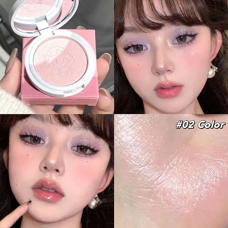 Silver White Highlighter Palette Water Gloss Press Powder Clear Glitter Face Brightening Three-dimensional Contouring Makeup