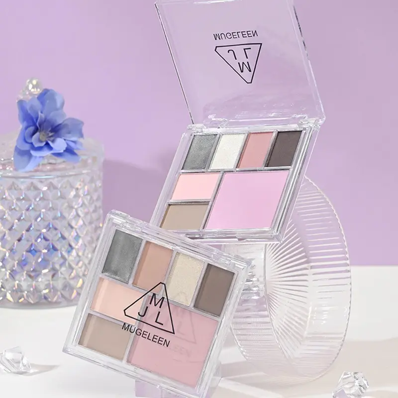 7-Color Eye Shadow Palette White Matte Brightening Pink Powder Blusher Grey Brown Face Contouring Multi-function Makeup Palette