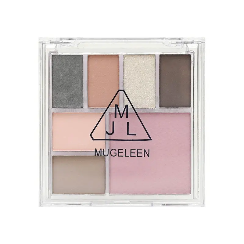 7-Color Eye Shadow Palette White Matte Brightening Pink Powder Blusher Grey Brown Face Contouring Multi-function Makeup Palette