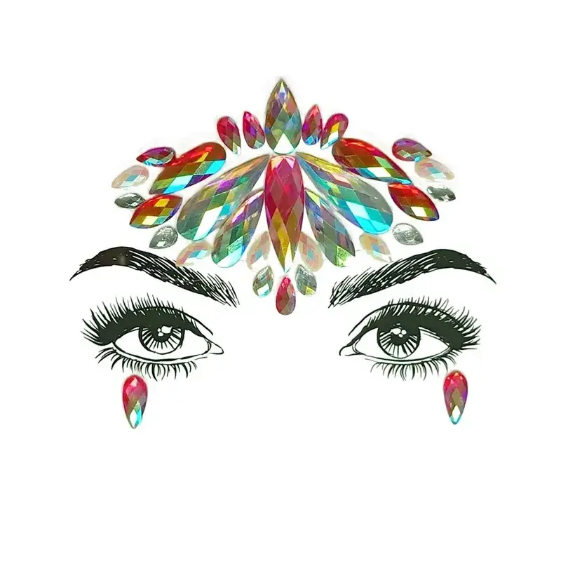 1PC Christmas DIY Eyebrow Face Body Art Adhesive Crystal Glitter Jewels Festival Party Eye Tattoo Stickers Makeup Xmas Decor