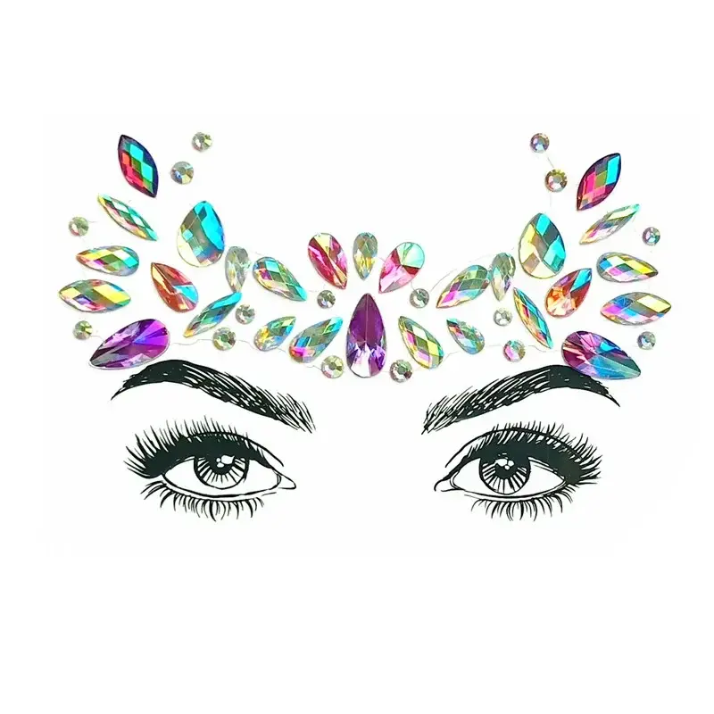 1PC Christmas DIY Eyebrow Face Body Art Adhesive Crystal Glitter Jewels Festival Party Eye Tattoo Stickers Makeup Xmas Decor
