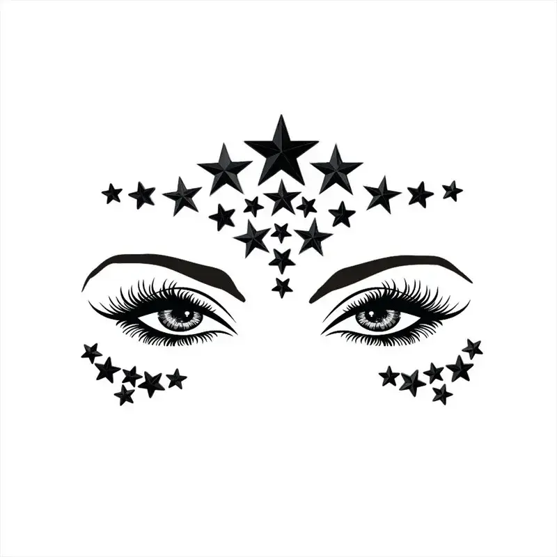1 PC Personality Fashion Disposable Temporary Face Tattoo Stickers Easy To Operate Face Star Shape Rhinestone Jewel Makeup Set