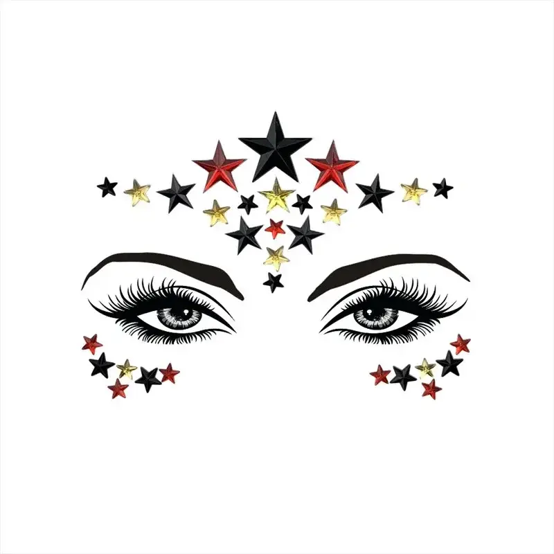 1 PC Personality Fashion Disposable Temporary Face Tattoo Stickers Easy To Operate Face Star Shape Rhinestone Jewel Makeup Set