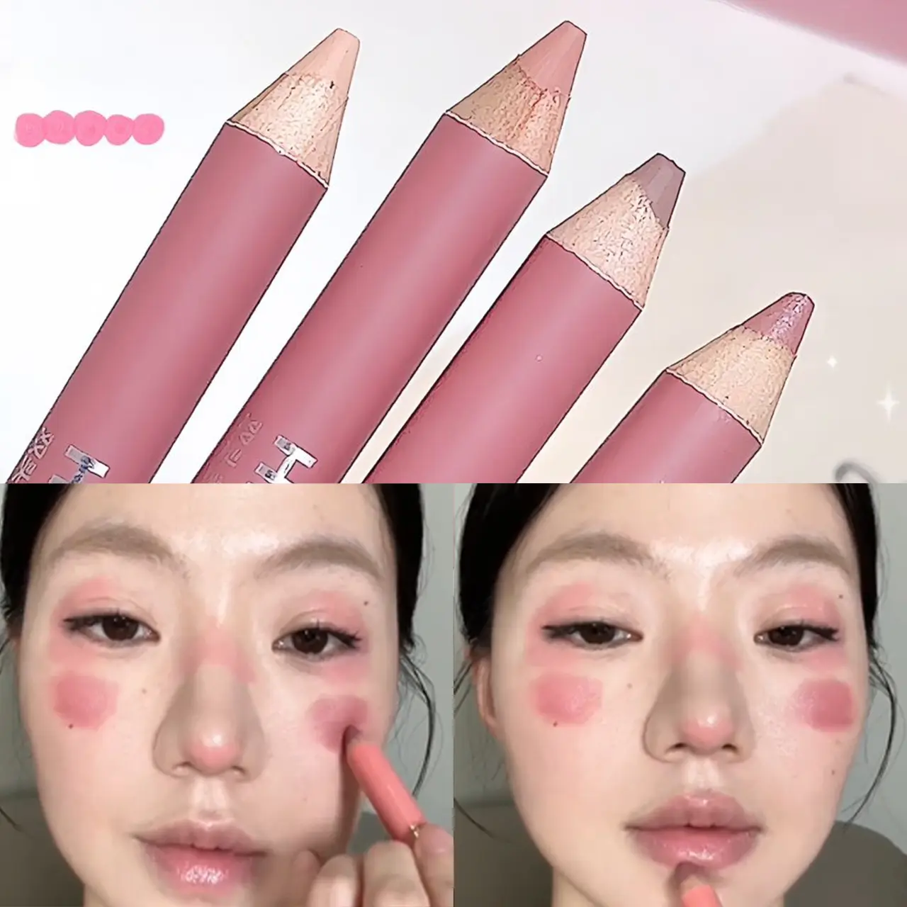Double Head Nude Rose Face Blusher Lying Silkworm Eye Shadow Creamy Mousse Multi-purpose High Gloss Face Shaping Crayon Pencil