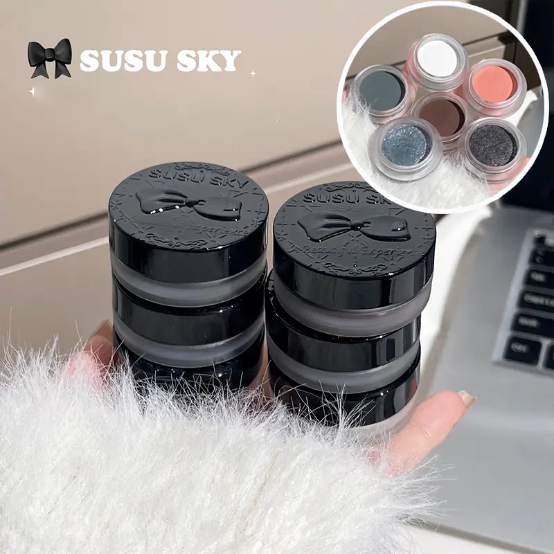 Glitter Blue Grey Eyeshadow Palette Pearlescent Diamond Monochrome Highlighter Powder Brighten Shiny Smoky Black Dark Eye Makeup