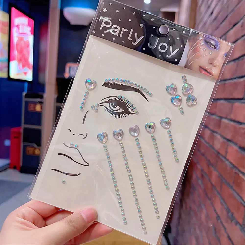 3D Glitter Face Jewelry Tattoo Sticker Diamond Makeup Art Eyeliner Temporary Tattoo Party Makeup Tools Eye Acrylic Rhinestones