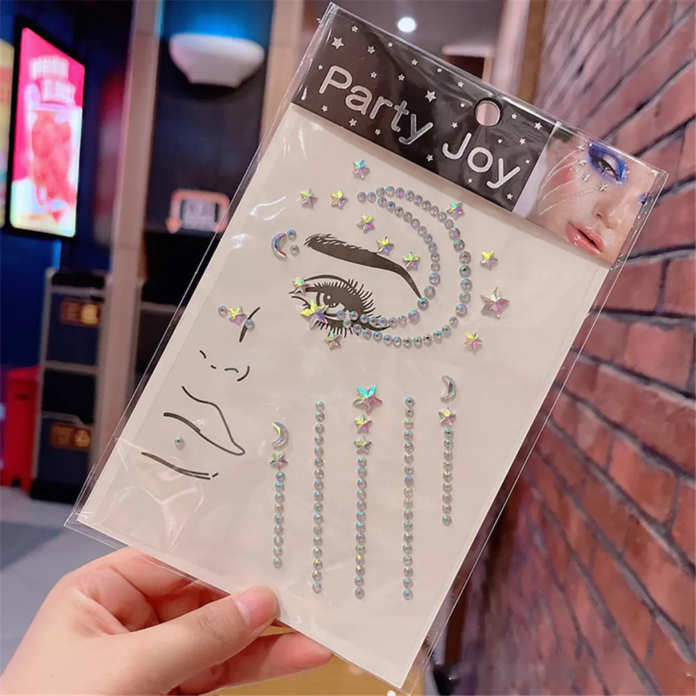 3D Glitter Face Jewelry Tattoo Sticker Diamond Makeup Art Eyeliner Temporary Tattoo Party Makeup Tools Eye Acrylic Rhinestones