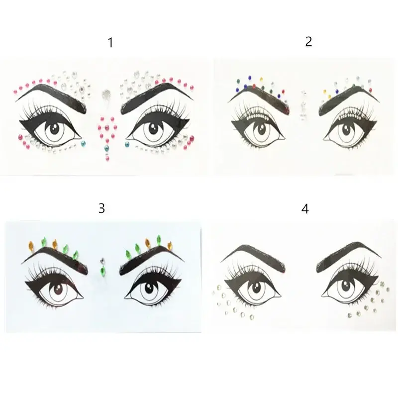 1PC Face Jewels Crystal Eyes Tattoos Transfer Eyeshadow Eyeliner Face Stickers Body Eye Accessories Glitter 4 Styles