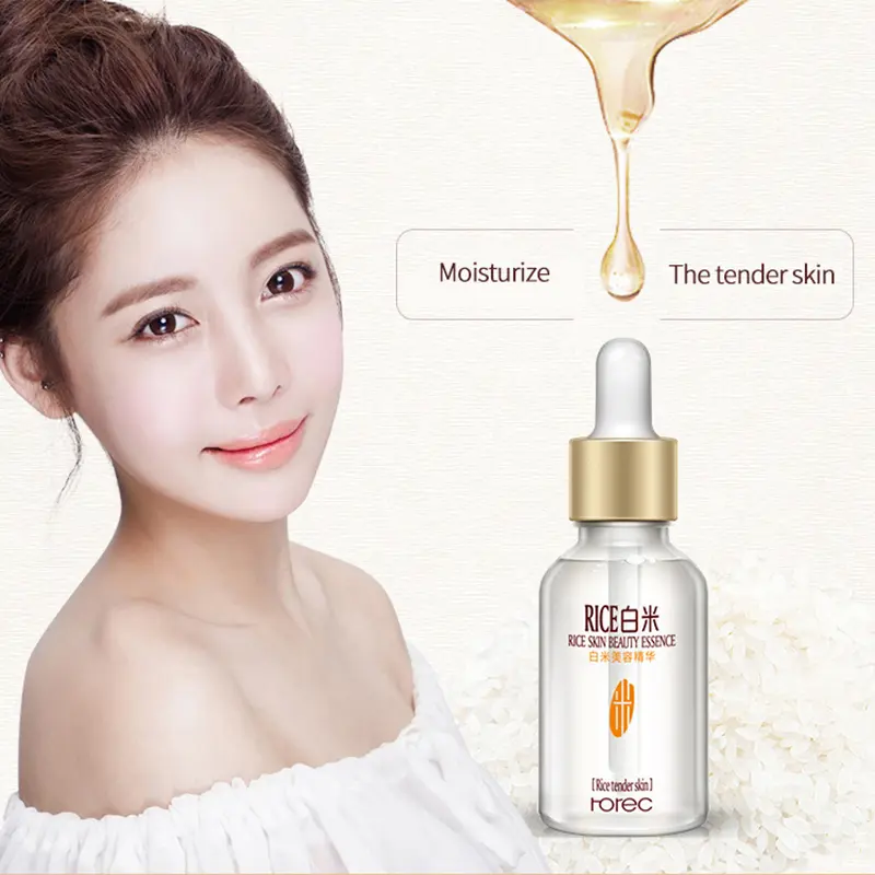 White Rice 15ml Face Serum Hyaluronic Acid Liquid Essence Shrink Pore Moisturizing Oil Control Anti-Wrinkle Skin Care for Women