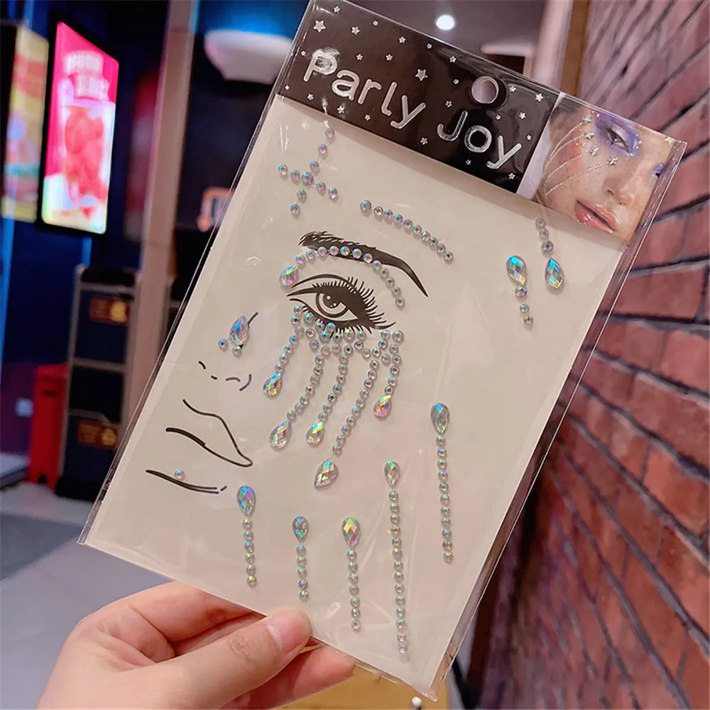 3D Glitter Face Jewelry Tattoo Sticker Diamond Makeup Art Eyeliner Temporary Tattoo Party Makeup Tools Eye Acrylic Rhinestones