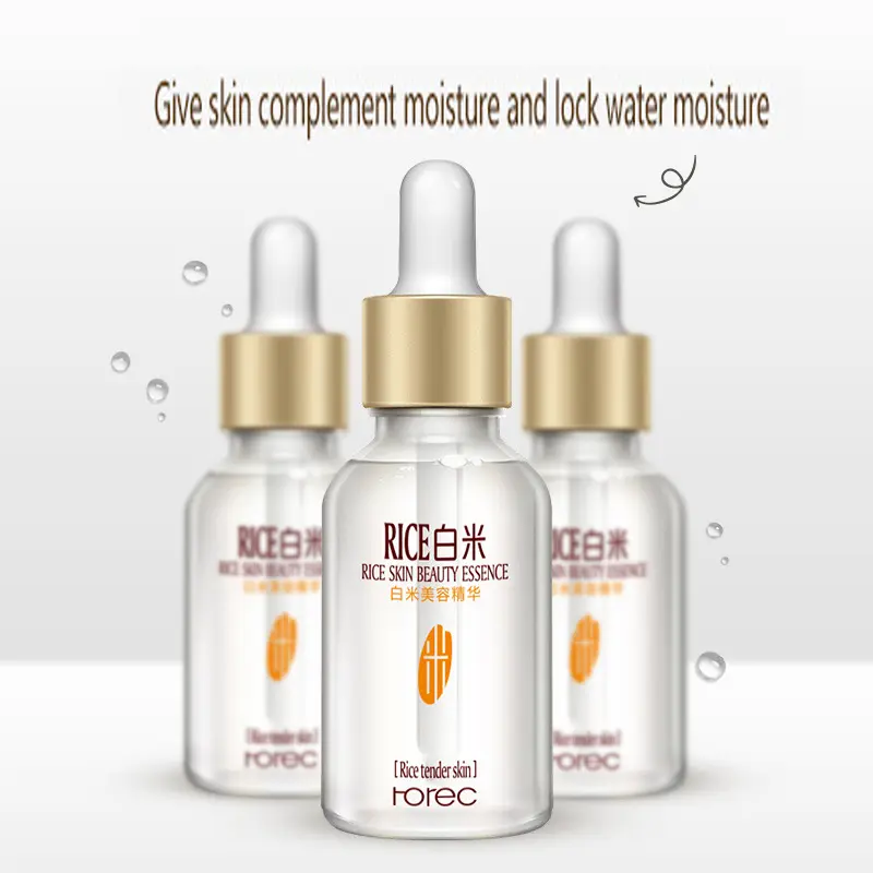 White Rice 15ml Face Serum Hyaluronic Acid Liquid Essence Shrink Pore Moisturizing Oil Control Anti-Wrinkle Skin Care for Women
