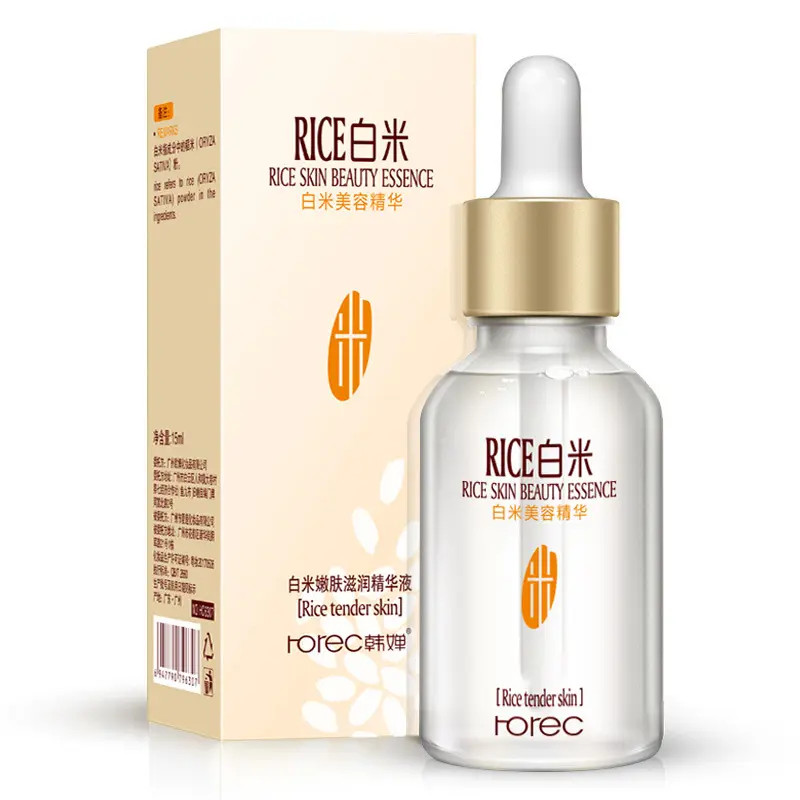 White Rice 15ml Face Serum Hyaluronic Acid Liquid Essence Shrink Pore Moisturizing Oil Control Anti-Wrinkle Skin Care for Women