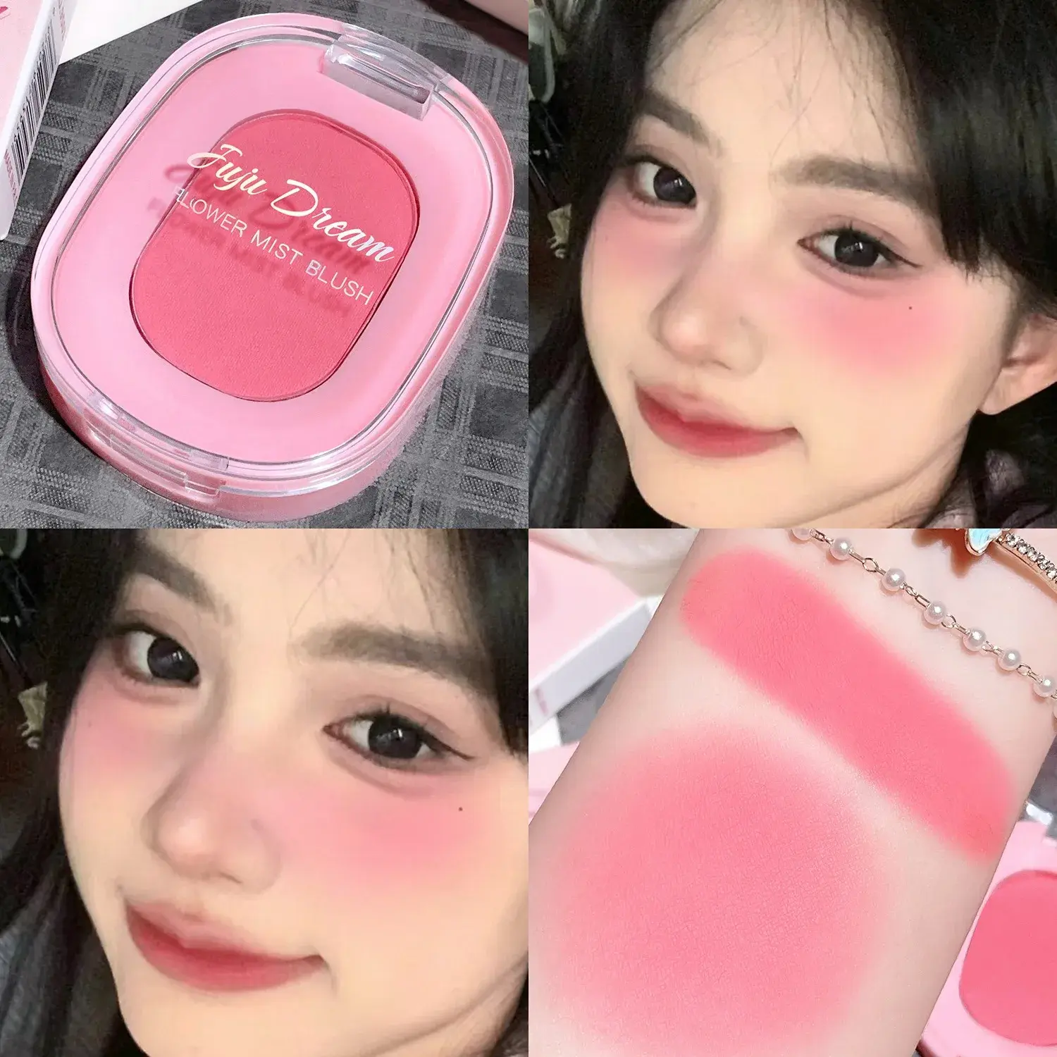 Monochrome Shimmer Pink Blush Powder Palette Shiny Blusher Fine Matte Brightens Rouge Natural Nude Cheek Contour Trimming Makeup