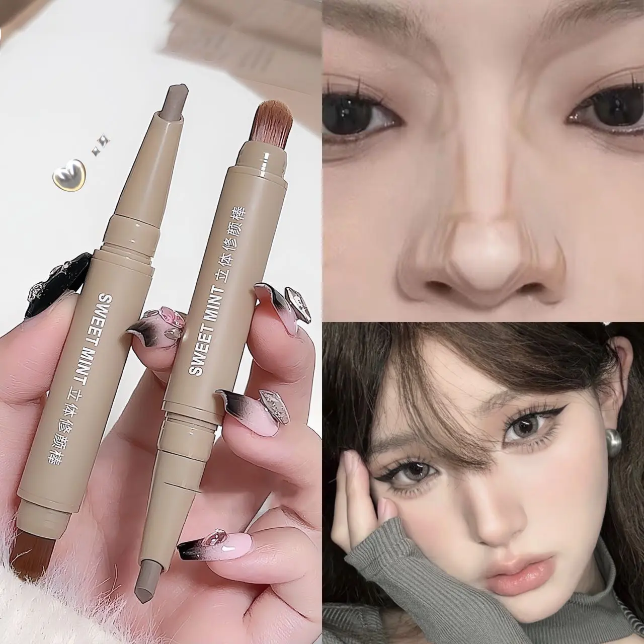 Waterdrop Facial Contouring Stick Brightening Corrector Nose Shadow Sculpting Natural 3D Highlighter Shading Blending Makeup