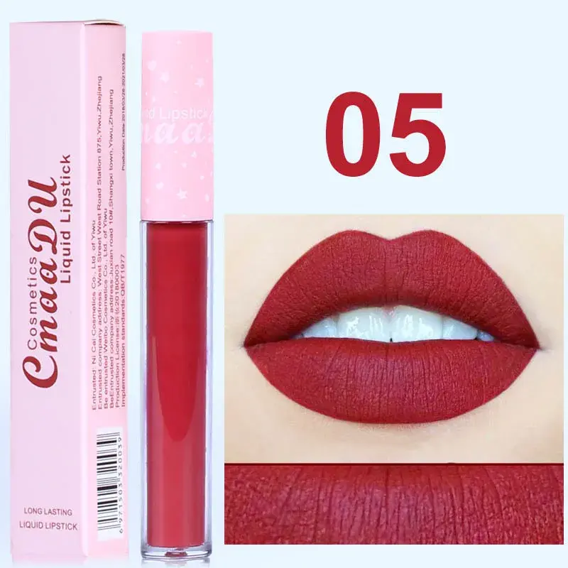 1pcs Matte Velvet Liquid Lipstick Nude Pink Rose Red Lasting Lip Gloss Easy to Color Waterproof Non-stick Cup Does Not Fade